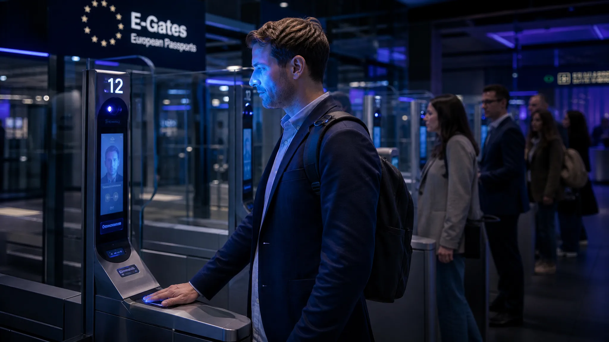 Biometric passport control at a European airport border under the EU Entry/Exit System